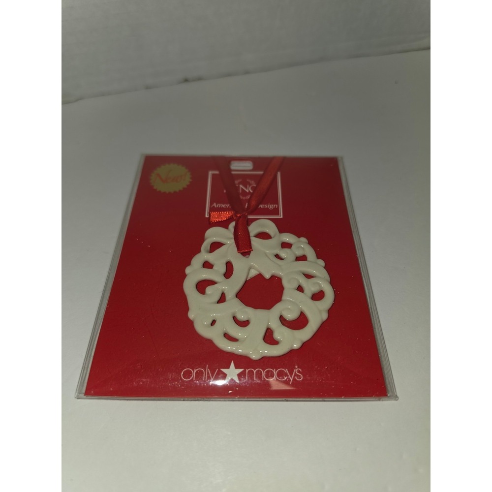 Macy's exclusive Lenox "Pierced Wreath Charm" ornament sculpted ivory